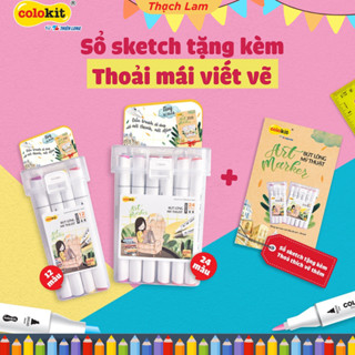 XẢ KHO Bút màu dạ Art Marker Thiên Long Colokit - Tặng sổ Sketch- Bộ 12 màu- Bút màu dạ 2 đầu siêu đẹp dùng caligraphy