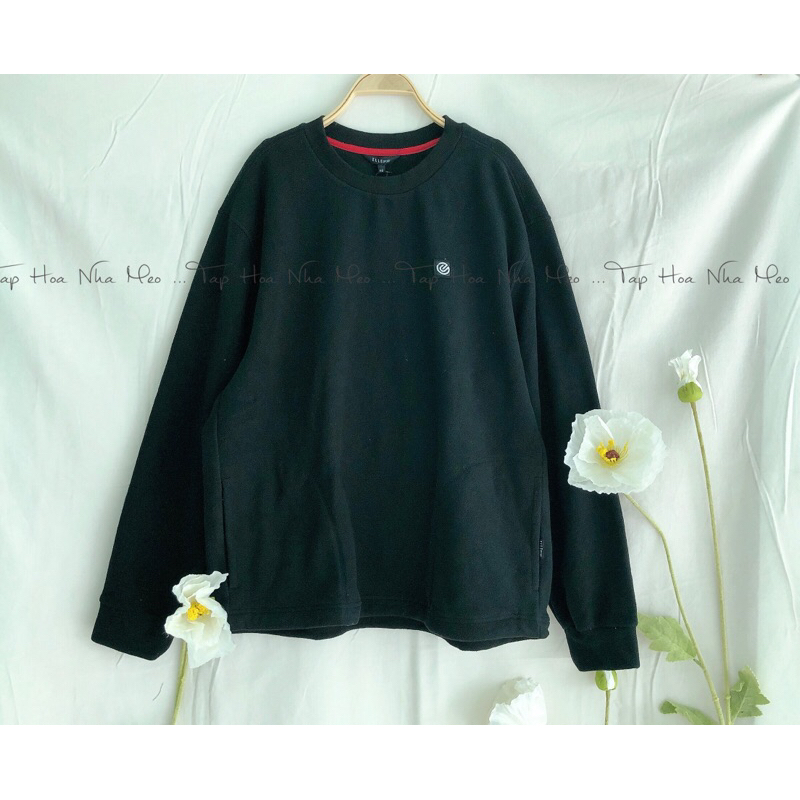 (SẴN HÀNG) ÁO NỈ CỔ TRÒN TAY DÀI HT LOGO DẬP NỔI ELLE SPORT UNISEX (X056)