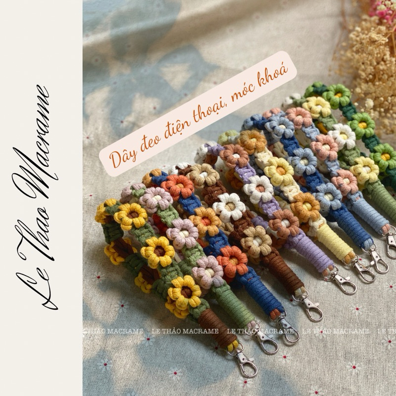 [Tặng thẻ kẹp ĐT] Móc chìa khóa, móc điện thoại, dây đeo điện thoại handmade, macrame