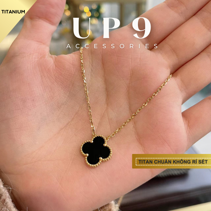Set vòng cổ vòng tay khuyên tai Titan 4 lá không phai màu siêu đẹp SETVC163