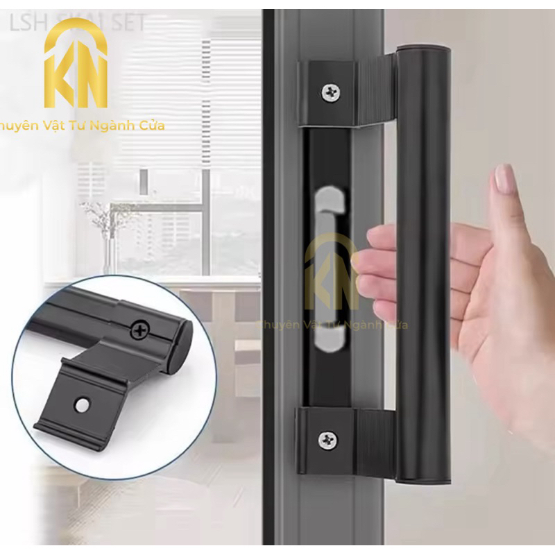 Tay nắm D cửa lùa màu đen