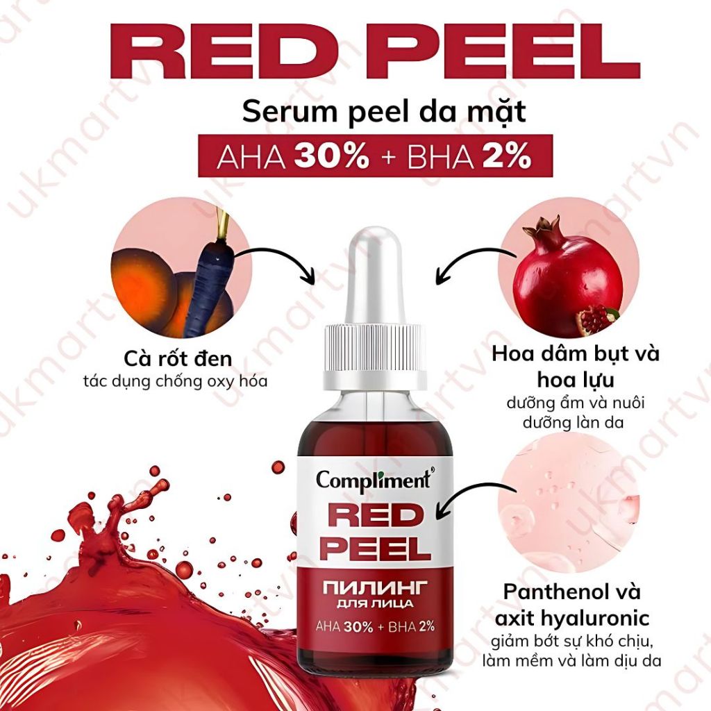 Serum Red Peel Compliment AHA 30% + BHA 2% cải thiện làn da, se khít chân lông 27ml