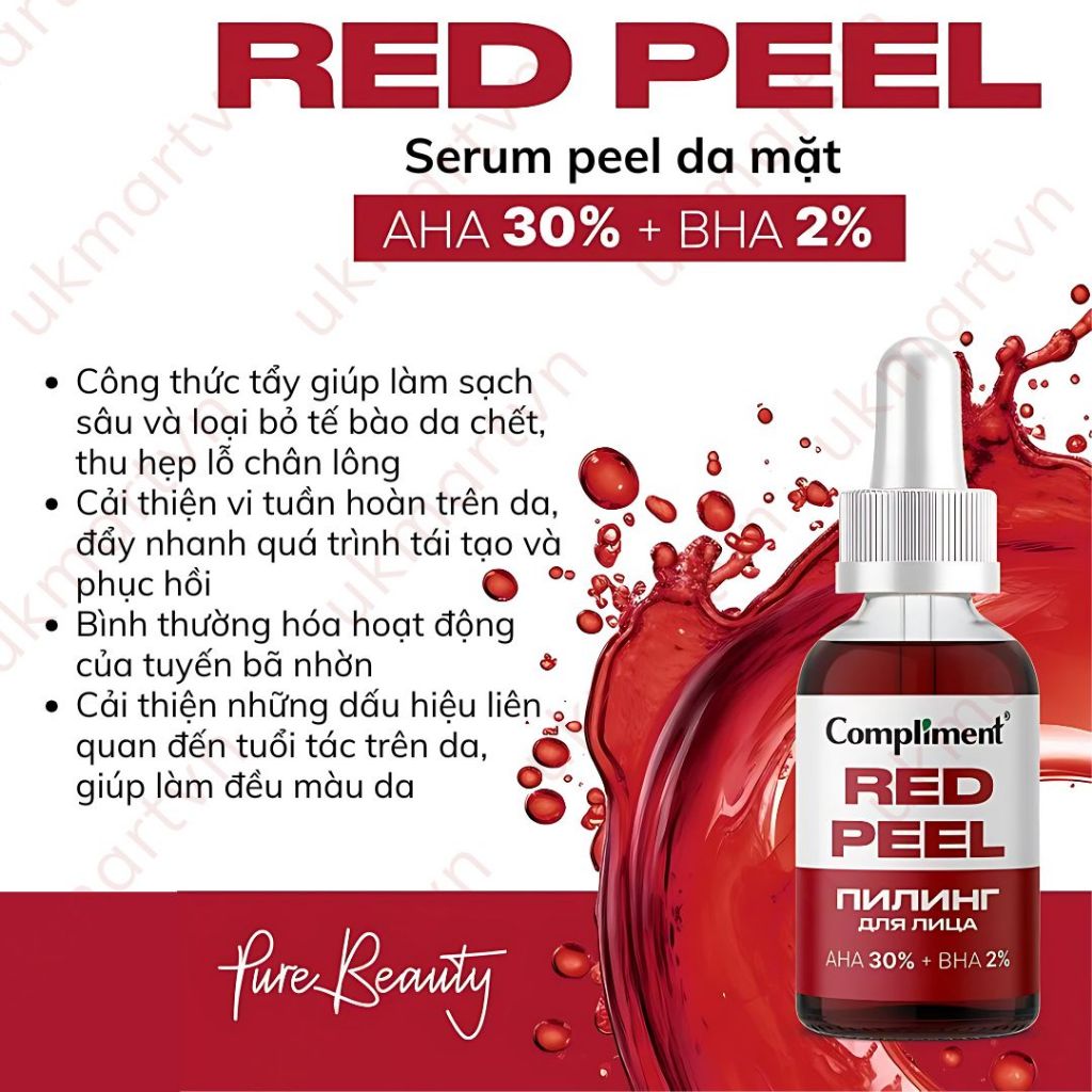 Serum Red Peel Compliment AHA 30% + BHA 2% cải thiện làn da, se khít chân lông 27ml