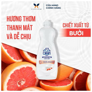Nước Rửa Chén EZ Clean 800gr làm sạch nhanh dầu mỡ, không phẩm màu độc hại, gốc thực vật dịu nhẹ