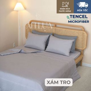 Bộ chăn drap 5 món An Lụa - vải Tencel Microfiber - Xám tro