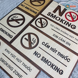 Bảng Gỗ No Smoking dán tường, bảng No Smoking trang trí treo tường, bảng gỗ No Smoking decor kèm dây treo