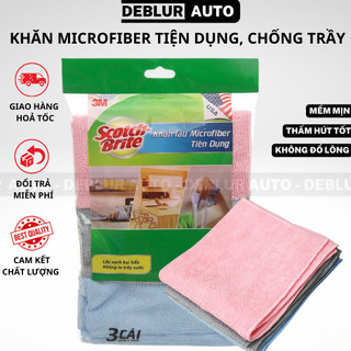 Combo 3 Khăn lau đa năng Microfiber Scotch Brite 3M 2980 lau ô tô lau bếp lau mọi bề mặt