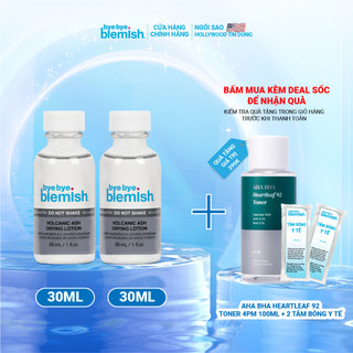 Combo 2 Chấm Mụn Tro Núi Lửa Đẩy Mụn Đầu Đen, Đầu Trắng, Sợi Bã Nhờn Bye Bye Blemish Volcanic Ash Drying Lotion 30ml