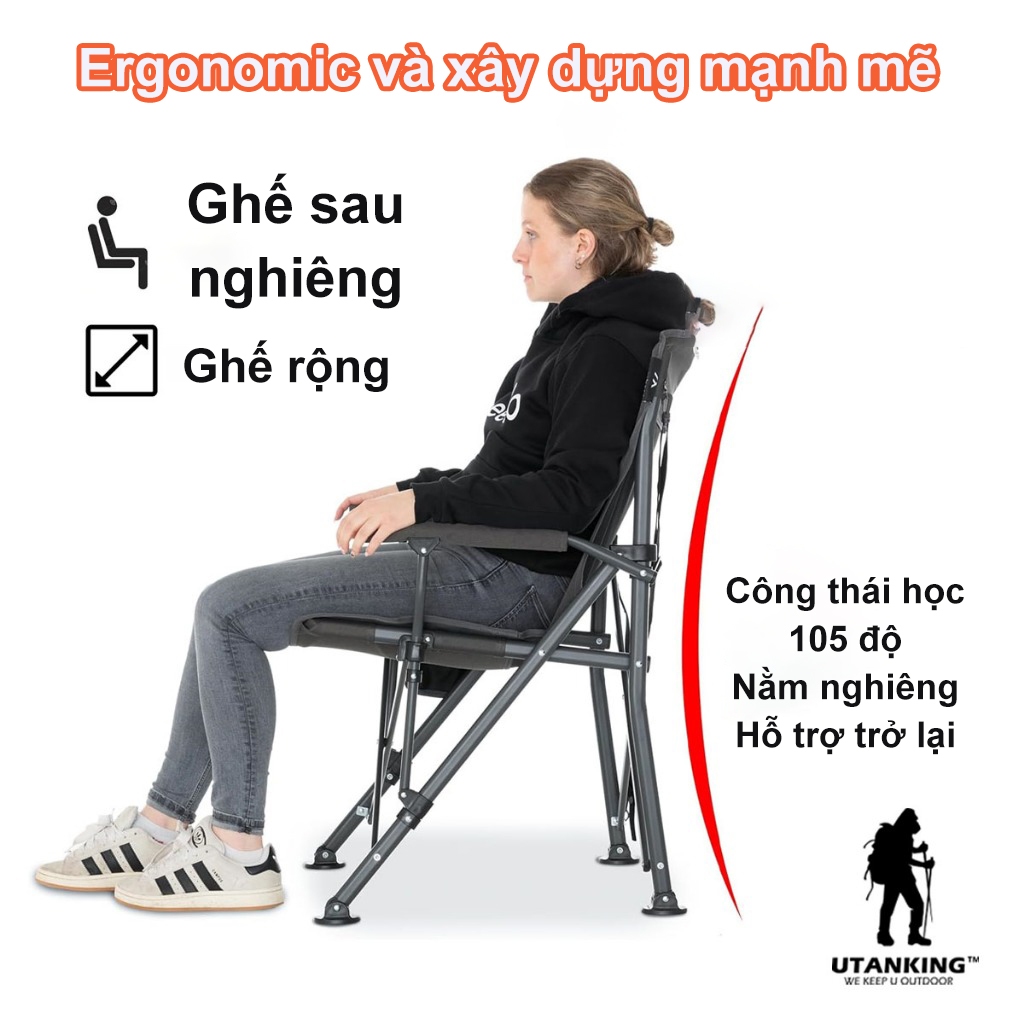 Ghế cắm trại Ghế gấp Sử dụng ngoài trời và trong nhà Ghế gấp Ghế câu cá Ghế bãi biển di động | BigBuy360 - bigbuy360.vn