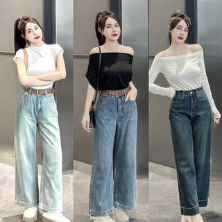   S-2Xl  HHCHOU Quần Jeans Suông Đứng Bản Lai To Chất QC mềm H322 