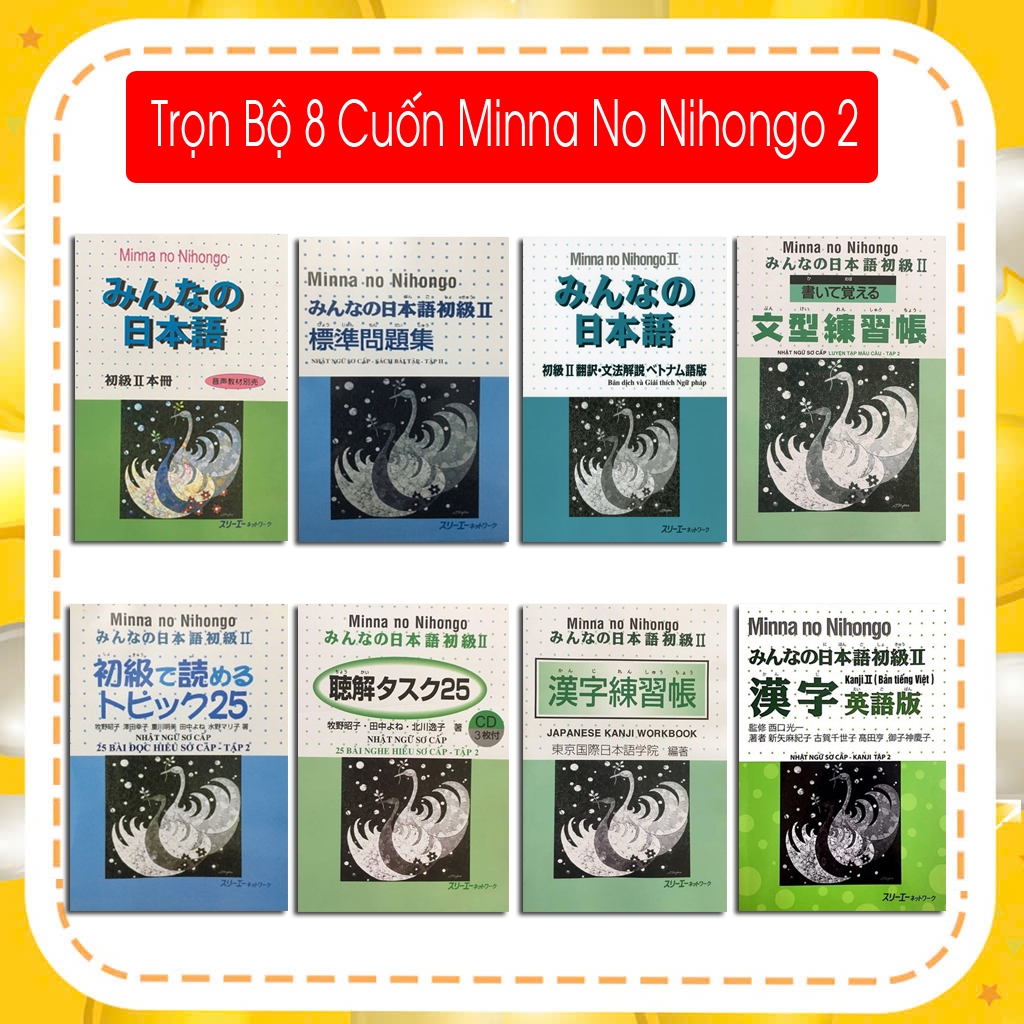 Sách - Trọn Bộ Minna No Nihongo 2 Trình Độ N4 ( Bộ 8 Cuốn Sơ Cấp 2 - Lẻ Tuỳ Chọn )