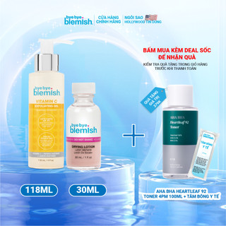 Combo Gel Tẩy Tế Bào Chết Vitamin C 118ml Và Lotion Chấm Mụn Viêm, Đầu Trắng Da Nhạy Cảm Original 30ml Bye Bye Blemish