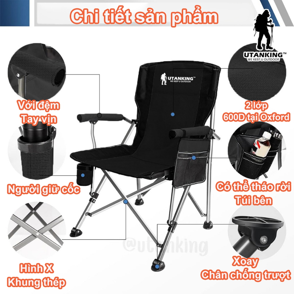 Ghế cắm trại Ghế gấp Sử dụng ngoài trời và trong nhà Ghế gấp Ghế câu cá Ghế bãi biển di động | BigBuy360 - bigbuy360.vn