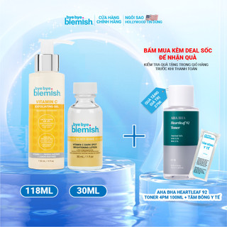 Combo Vitamin C Giảm Thâm Mụn Gel Tẩy Tế Bào Chết 118ml và Lotion Chấm Thâm Mụn 30ml Bye Bye Blemish