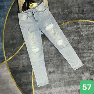  Quần jean nam rách vá màu đen đậm trơn chất liệu bò cao cấp co dãn 4 chiều form dáng skinny quần rin nam Q09  hình thật  