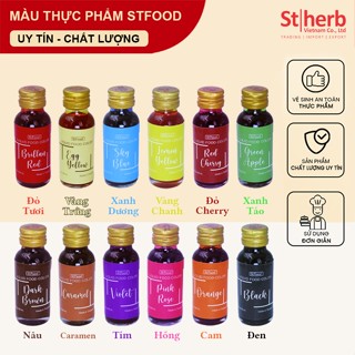 12 Màu Thực Phẩm Dùng Cho Nấu Ăn, Pha Chế Đồ Uống Thương Hiệu StFood 30ml (Food Liquid Food Color)