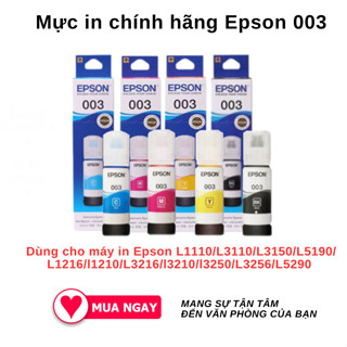 Mực In Chính Hãng Epson 003 Dùng Cho Máy L1110/L3110/L3150/L5190/L1216/l1210/L3216/l3210/l3250