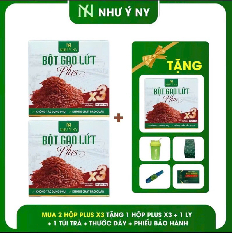 Bột gạo lứt Như Ý Plus X3, Giảm cân hiệu quả (Mua 2 tặng 1) tặng 3g tra + ly như ý Ny