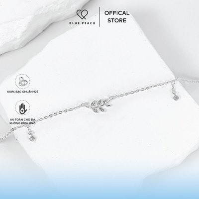 Lắc Chân Bạc 925 Blue Peach Lá Đá VN LC266