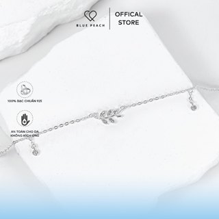 Lắc Chân Bạc 925 Blue Peach Lá Đá VN LC266