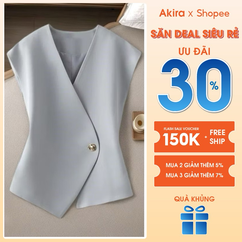 Áo gile nữ 2 lớp, áo vest cổ tim vạt chéo khuy vàng loại đẹp dày 2 túi D38