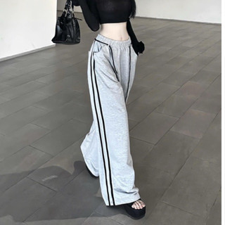 Quần nỉ ép hàn kẻ sọc RayLin,quần  nỉ ống rộng có dây viền N09