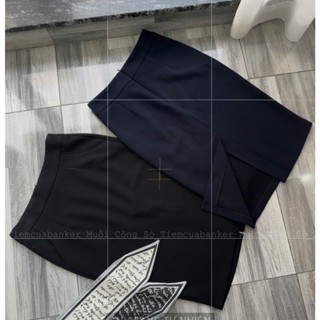 Váy Công Sở Có Túi Và Cạp Eo 1 Lớp, Chân Váy Xanh Đen, Váy Bút Chì Ôm Dáng Size To, Chì Trơn Chất Vải Trượt Co Dãn Nhiều