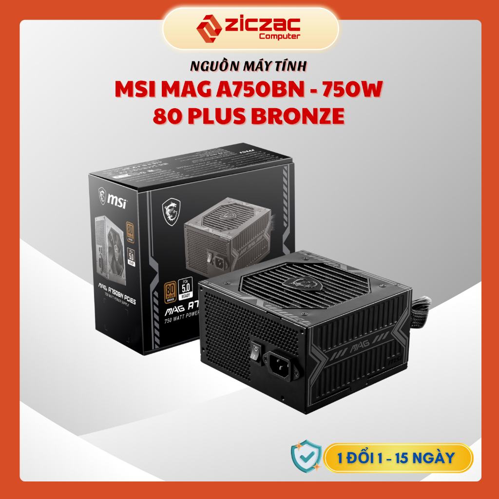 Nguồn máy tính MSI MAG A850GL | A750BN PCIE5 750W 850W - chính hãng bảo hành 5 năm