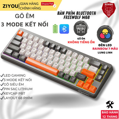 Bàn Phím Không Dây Ziyou Free Wolf M68 - Bluetooth 5.3 Kết Nối Đa Năng Led Pro Pin Sạc