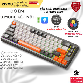Bàn Phím Không Dây Ziyou FreeWolf M68 Bluetooth 5.3 Kết Nối Đa Năng Led Pro Pin Sạc