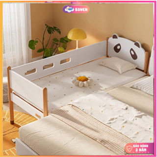 Giường Ghép Cho Bé Ngủ Chung Với Bố Mẹ HONALIFE  (Giường + Nệm +Ga), Gỗ Thông Tự Nhiên, An Toàn KT150x70x40 &128X60X40