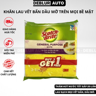 Combo 4 Khăn lau không trầy xước 34x35cm 3M Scotch-Brite lau chùi nhanh và sạch trên nhiều bề mặt