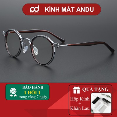 Gọng kính cận thời trang nam nữ ANDU dáng tròn chống tia UV chất liệu titanium cao cấp - 2203