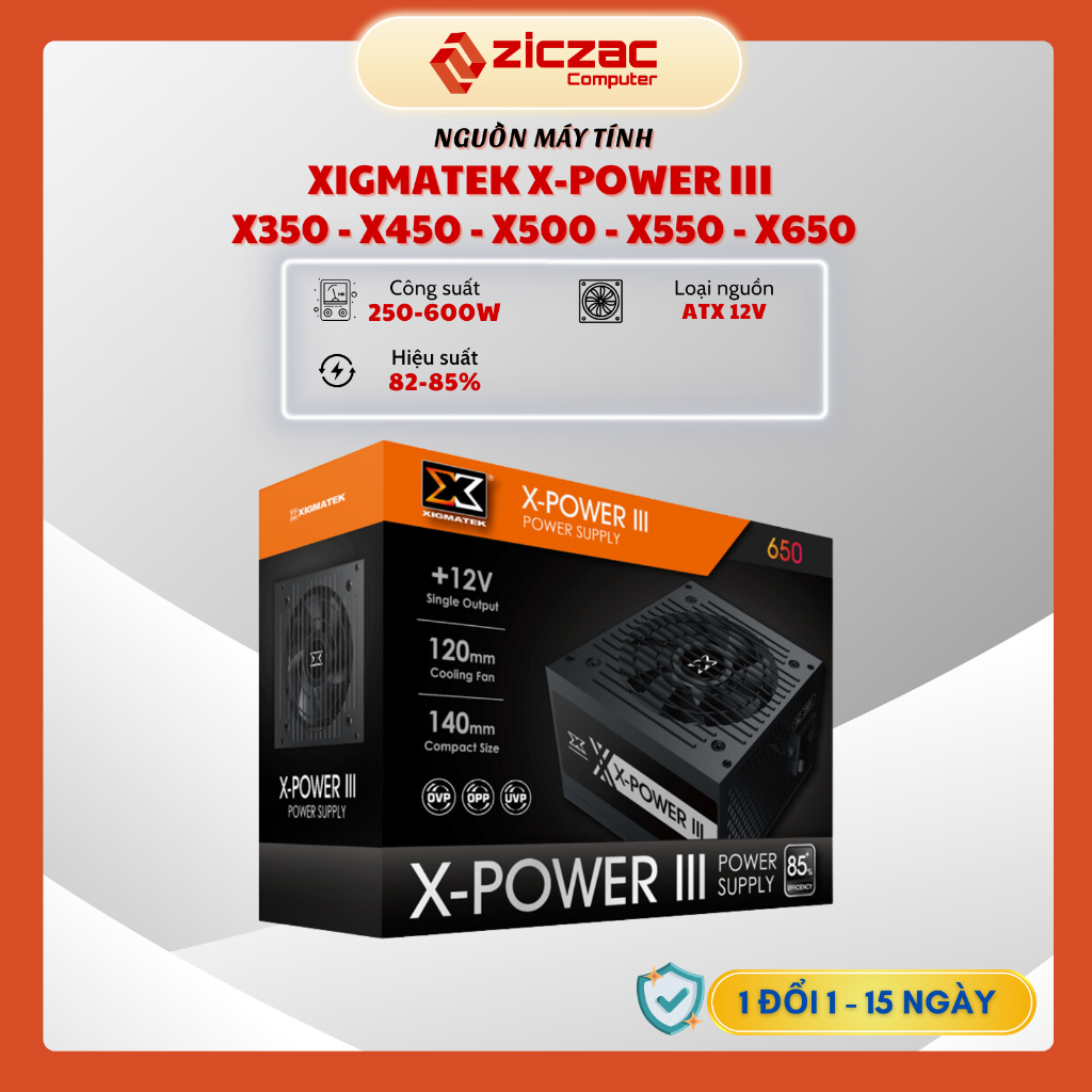 Nguồn Xigmatek X Power III X350 X450 X550 X650 công suất thực 600W - BH 36th chính hãng