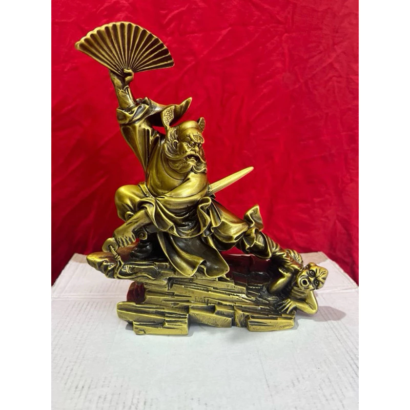 Chung quỳ đạp ma tượng chung quỳ thiền sư bằng đồng cao 23cm x 1,5kg màu giả cổ