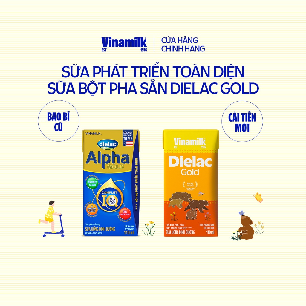 Sữa bột pha sẵn Vinamilk Dielac Alpha Gold - Thùng 48 hộp 110ml