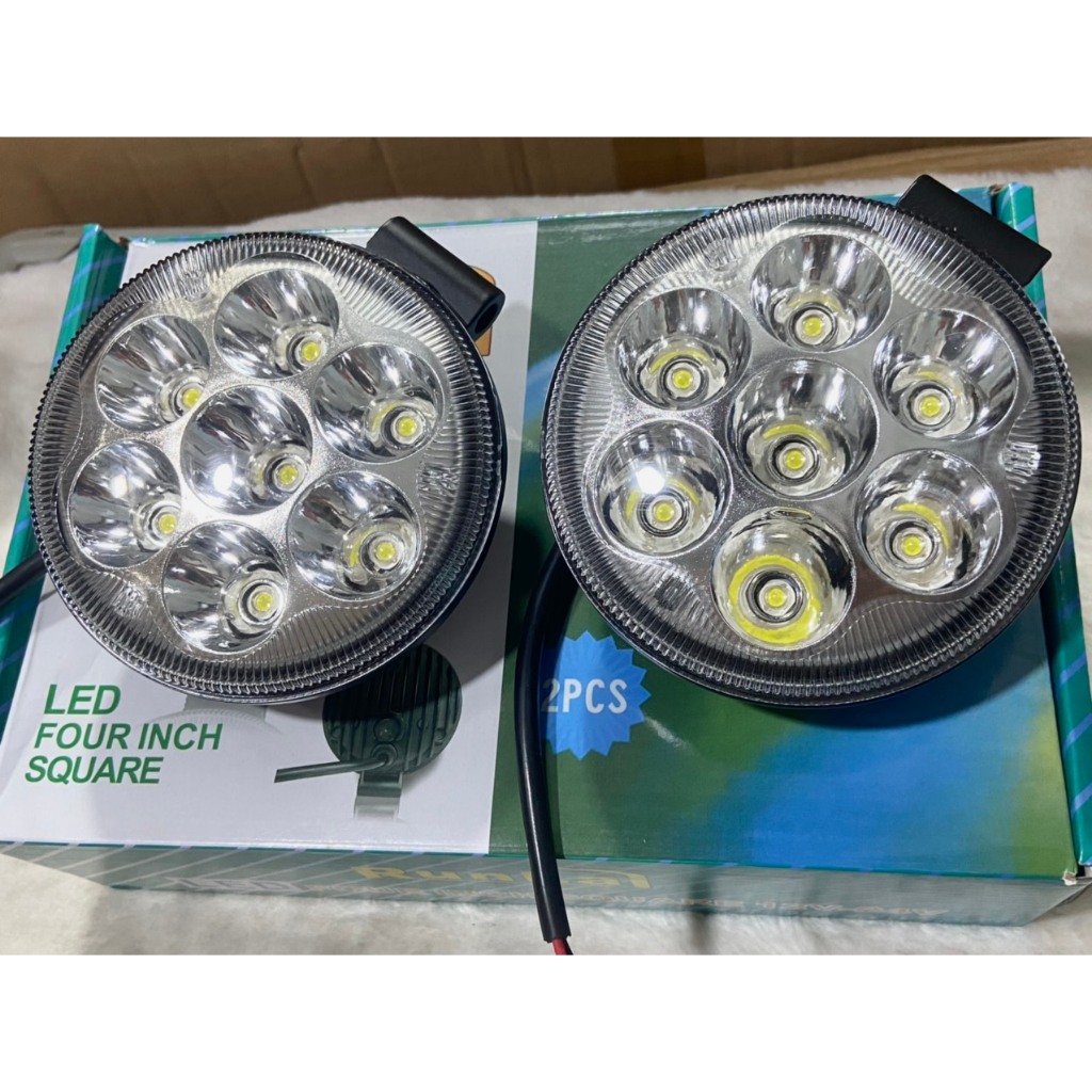 Đèn led trợ sáng RUNLAI 7 bóng điện 12v và 24v, đèn trợ sáng ô tô - loại bóng tròn