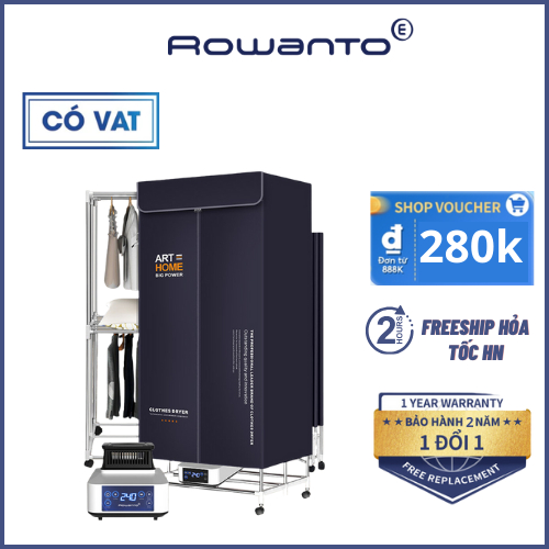 Tủ sấy quần áo, máy sấy quần áo ROWANTO S8+ cao 1m7 đa năng, có 5 mùi hương, công suất 1850W, khử khuẩn ION phiên bản 20