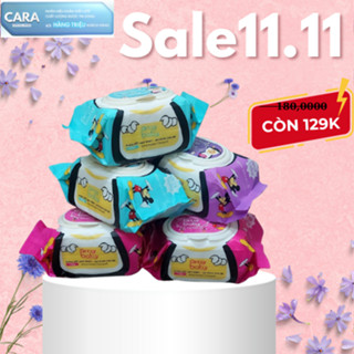 Thùng 10 hộp khăn ướt chống hâm khử mùi Amybaby 650g siêu to, giấy bi, dai khổ vãi bản to không mùi
