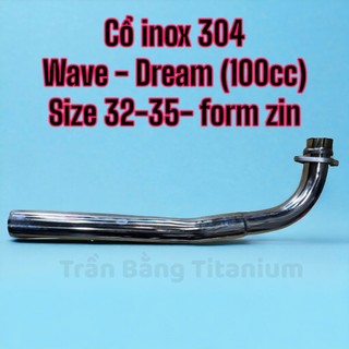Cổ pô inox Wave Dream 100cc