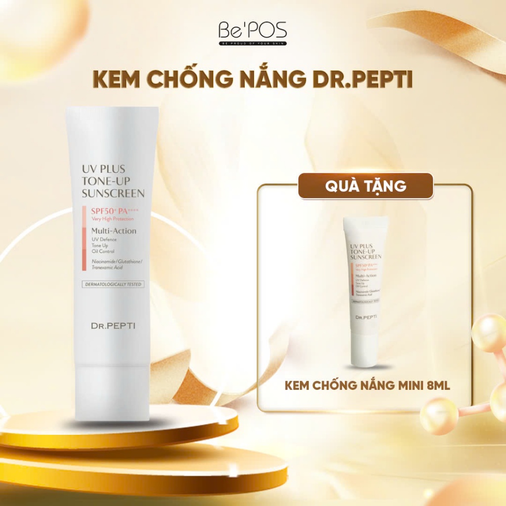 Kem Chống Nắng Nâng Tone, Kiềm Dầu DR.PEPTI UV PLUS TONE-UP SUN SCREEN / SPF 50+ PA++++ 50ml