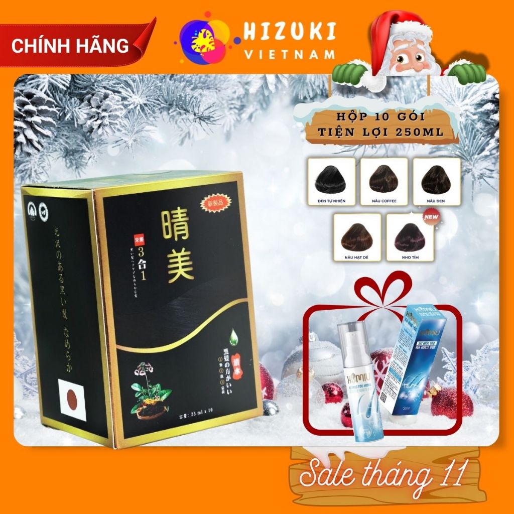 Dầu gội phủ bac Komi Nhật Bản Hộp 10 gói 25ml/gói phủ bạc ngay lần gội đầu tiên