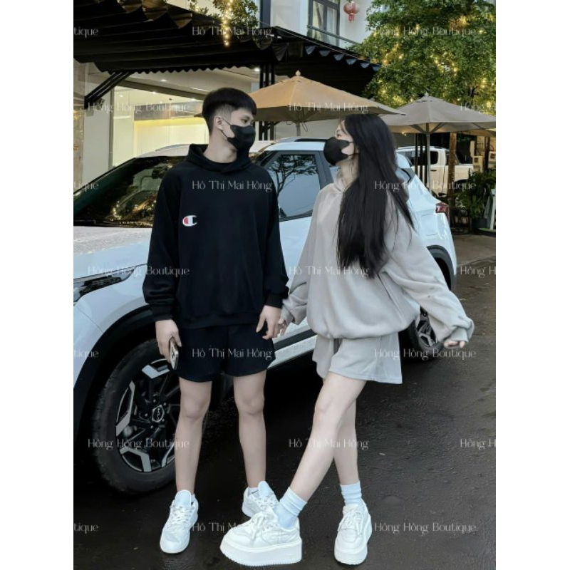 Set Bộ Áo Hoodie In Chữ Lưng Kèm Quần Đùi Chất Nỉ Dày Dặn Xịn Xò