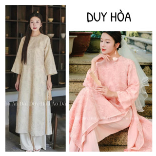 [SẴN HÀNG] Áo dài cách tân 4 tà dáng suông tơ đũi HỒNG HOA, áo dài cưới, áo dài ăn hỏi, áo cưới women dress