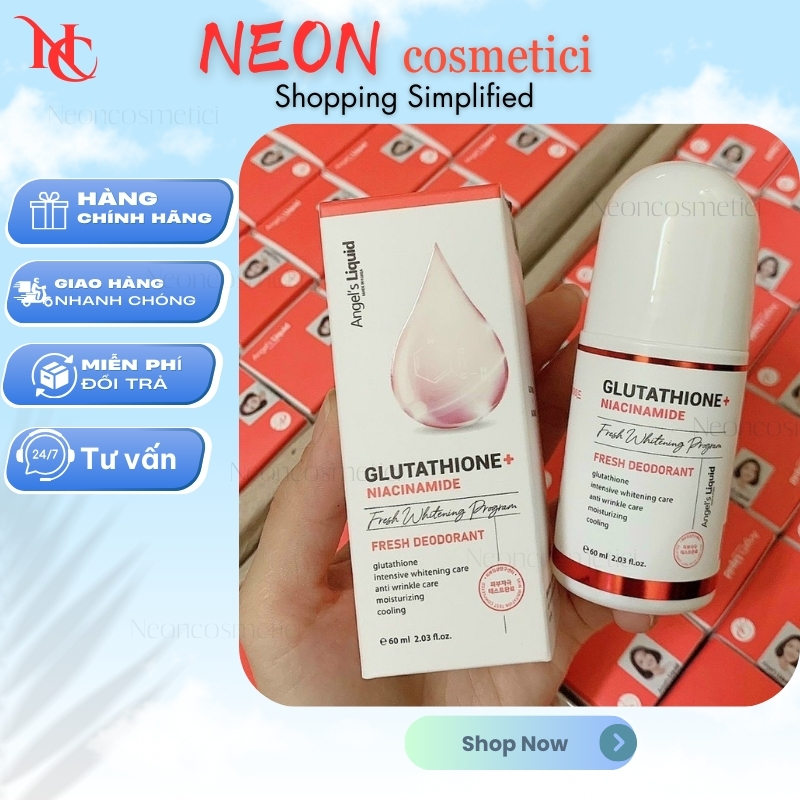 Lăn Khử Mùi Dưỡng Trắng Giảm Thâm Angel's Liquid Glutathione 60ml
