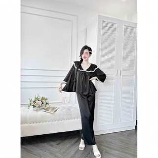 Đồ bộ tiêu thư bigsize 50-100kg đồ ngủ lụa mặc nhà mềm mát chất latin cổ tròn  from babydol rộng rãi
