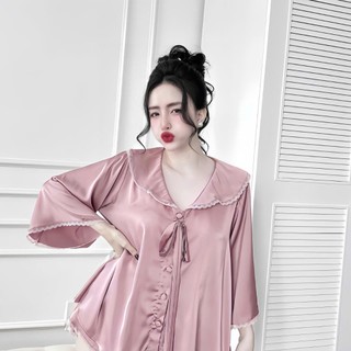 Đồ bộ tiêu thư bigsize 50-100kg đồ ngủ lụa mặc nhà mềm mát chất latin cổ tròn  from babydol rộng rãi