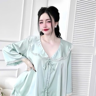 Đồ bộ tiêu thư bigsize 50-100kg đồ ngủ lụa mặc nhà mềm mát chất latin cổ tròn  from babydol rộng rãi