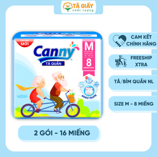 [Bán chạy] Combo 2 gói Tã/Bỉm Quần Người Già Canny Siêu Thấm, Mỏng nhẹ, Chống tràn Kháng Khuẩn Size M8, L7,  Miếng