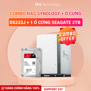   Combo  NAS Synology DS223J và 1 Ổ Cứng Seagate 2TB – 3.5" 5400 RPM SATA 2 khe cắm Chính hãng 
